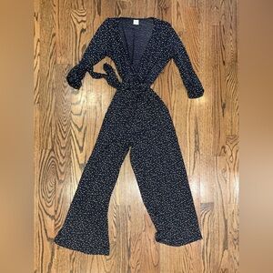 Women's Navy Polka Dot Jumpsuit
